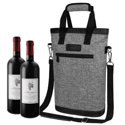 Opux Two Bottle Wine Bag Carrier Tote, Insulated Leakproof Cooler