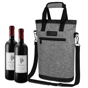 OPUX Two Bottle Wine Bag Carrier Tote, Insulated Leakproof Cooler Travel BYOB Picnic, Gift Men Women Birthday Christmas - 1 of 4