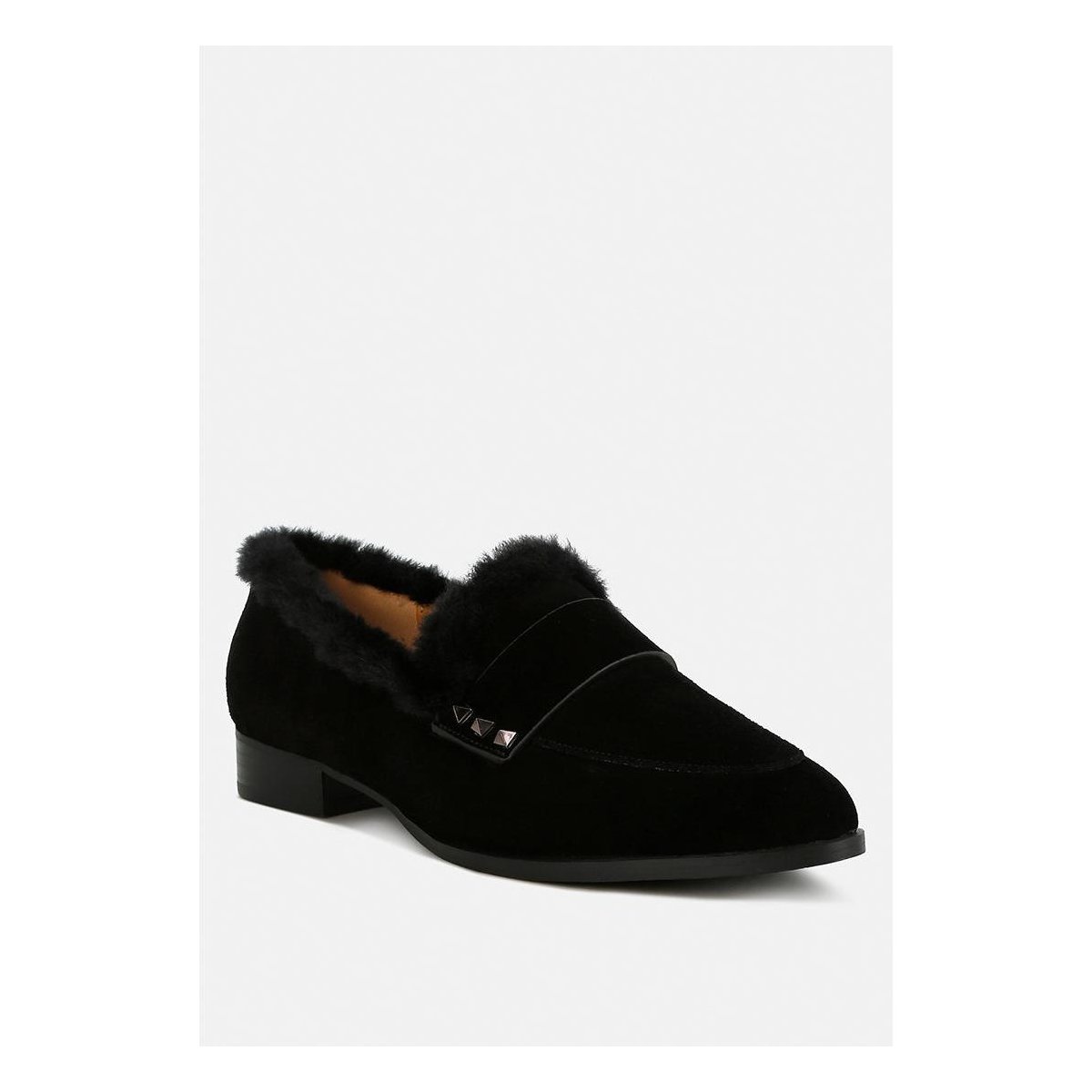 Женские туфли Rag & Co Womens Allie Fur Trim Suede Loafers 8 — фото 2