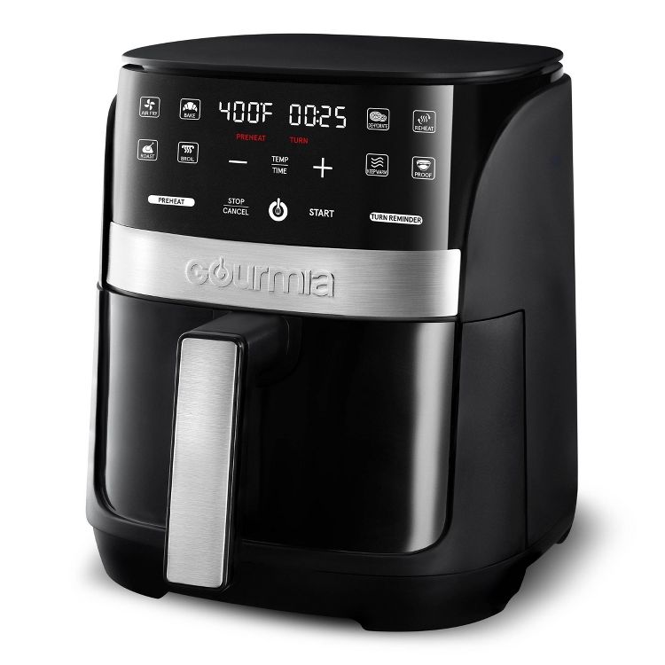 Gourmia Digital 3qt Air Fryer with Guided Cooking Prompts Black/Stainless Steel Finish, 6 of 8