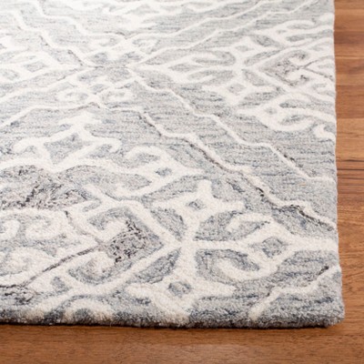 Gray and Ivory Hand-Tufted Wool Square Area Rug
