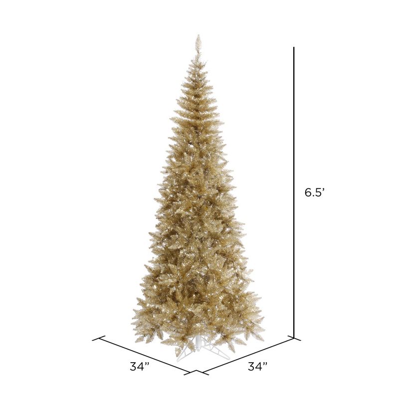 Vickerman Champagne Tinsel Fir Slim Artificial Christmas Tree, 2 of 5