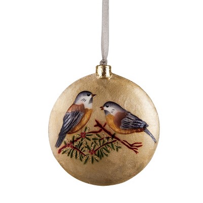 Gallerie II Pearlized Chickadee Disk Christmas Xmas Ornament