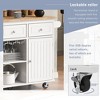 Versatile White Kitchen Cart Featuring Open Shelves and a Mobile 5-Wheel Island, Ideal for Home Kitchens and Dining Spaces. - 3 of 4