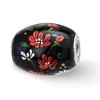 Black Bow Jewelry Fenton Sterling Silver Ebony Bouquet Large Glass Bead Charm - 2 of 4