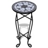 vidaXL Mosaic Side Table Plant Table Black White - 2 of 4
