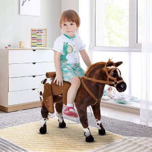 Whisen Kids’ Plush Ride-On Rocking Horse with Padded Seat, Riding Toy Gift for Toddlers - Brown - 1 of 4