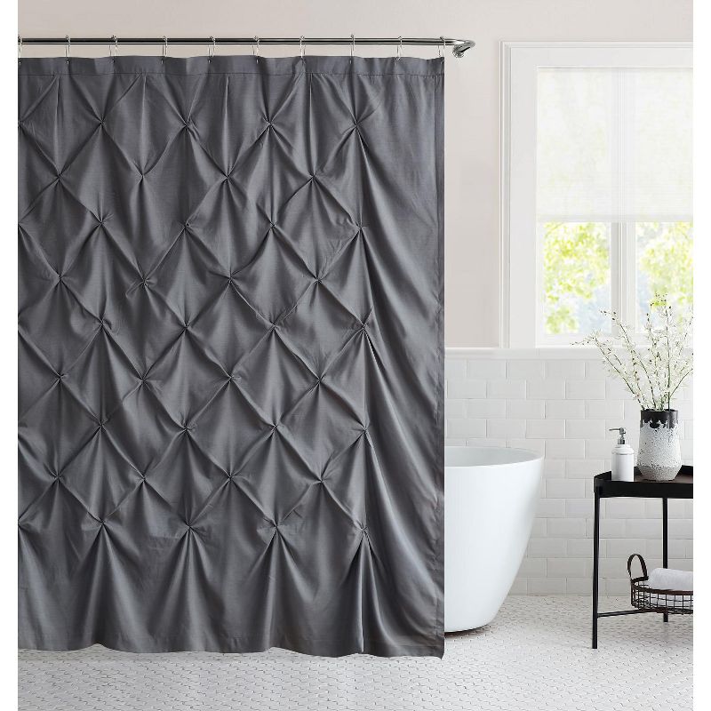 Hudson Pintuck Fabric Shower Curtain 72" x72" by Sweet Home Collection™, 1 of 2