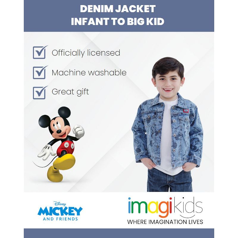 Disney Mickey Mouse Denim Jacket Overalls Shortalls Pants Infant to Big Kid, 2 of 8