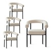 Morden Boucle Upholstered Dining Chair with Cruved Armrest and Metal Legs For Dining Room,Living Room-Tanpinhause - 2 of 4