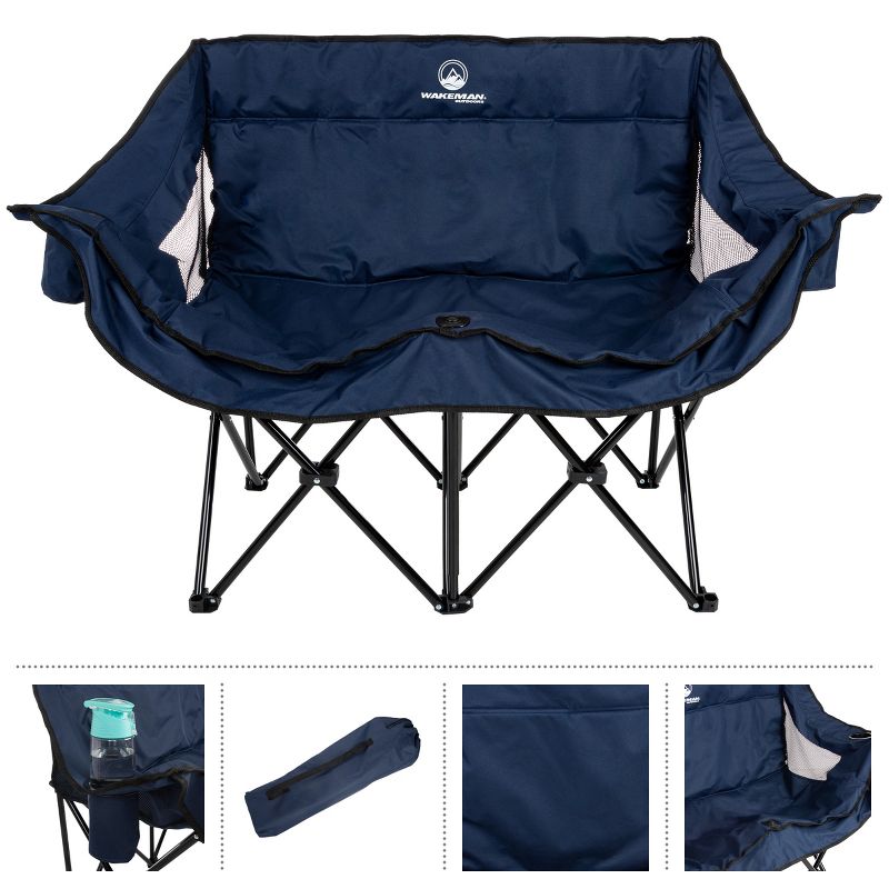 Wakeman Outdoor Camping Chair Loveseat, Blue, 3 of 10