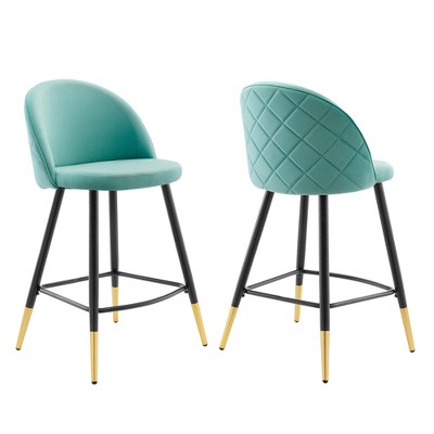 Modway Cordial Performance Velvet Counter Stools - Set of 2 - Performance Velvet Upholstery , Seat board 25mmT plywood board, foam density 20kg/m3, Y