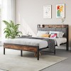 Streamdale Vintage Brown & Gray Full Bed Frame with Headboard Storage & Charging - 2 of 4