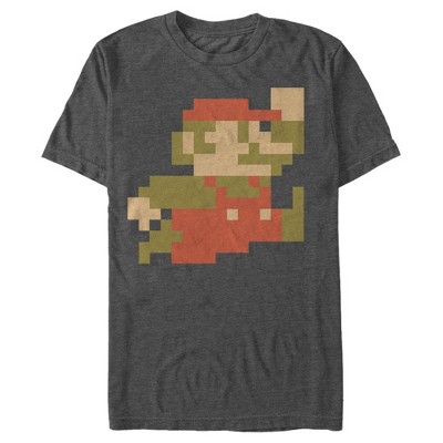 Men's Nintendo Small Mario Pixelated T-shirt - Charcoal Heather ...