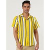 Lars Amadeus Men's Summer Striped Shirts Short Sleeves Button Down Beach Color Block Shirt - 3 of 4