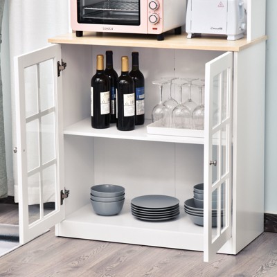 Homcom Kitchen Buffet with Hutch, Storage Pantry with 3 Cabinets, 2 Open Shelves and Large Countertop, Off White — фото 7