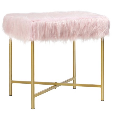 Round Velvet Storage Ottoman Footrest Stool Vanity Chair with Metal Legs -  Costway