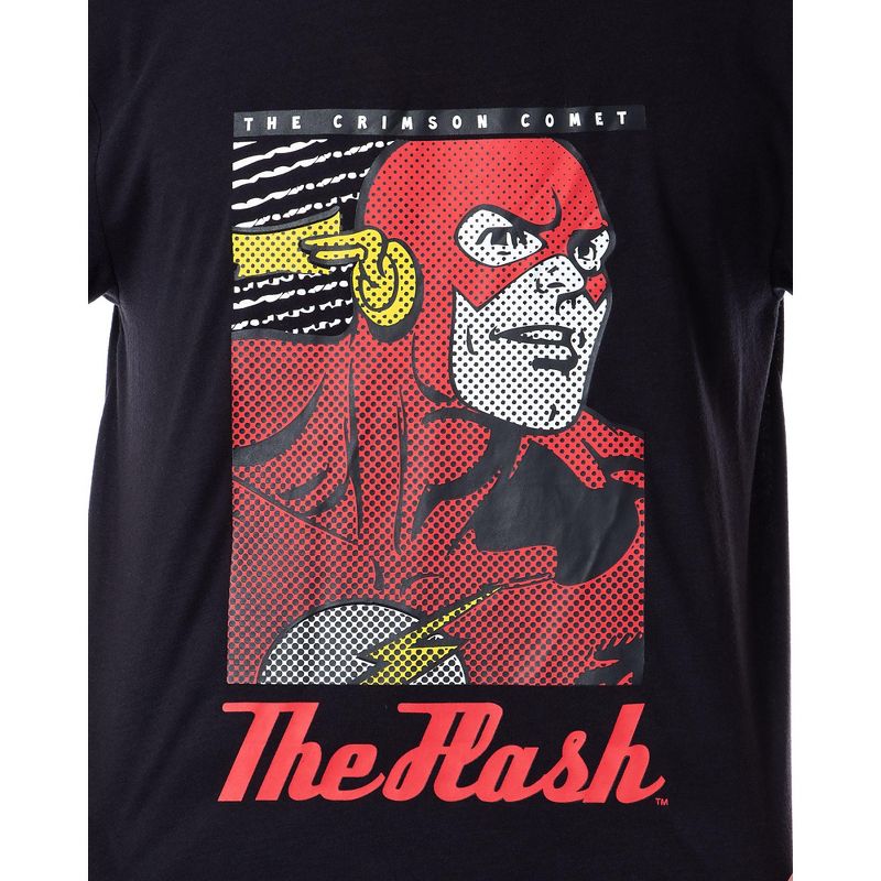 DC Comics Mens' Classic The Flash Crimson Comet Raglan Sleep Pajama Set Black, 2 of 6