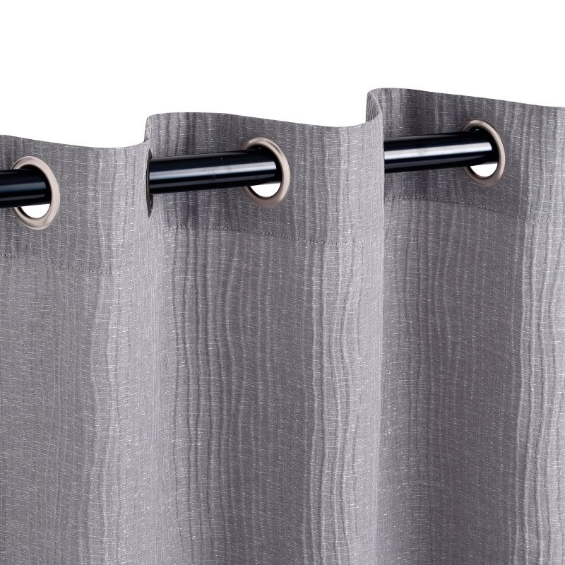 Solid Textured Cascade Room Darkening Jacquard Grommet Curtain Panel Set by Blue Nile Mills, 3 of 5