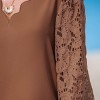 Women's Floral Lace Scalloped V Neck Top - Cupshe - 3 of 4