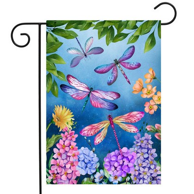 Dragonflies and Flowers Multicolor Outdoor Garden Flag 18" x 12.5"