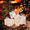 Angel Sar 3-Piece LED Lighted Gift Box Set, 60 Warm White Lights, ABS Plastic with Cotton Thread Finish, Battery Powered for Indoor Outdoor Decor - 3 of 4
