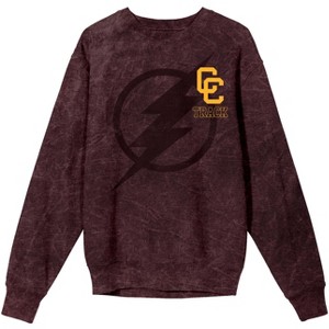 Justice League Movie Central City Track Men's Burgundy Mineral Wash Sweatshirt - 1 of 4