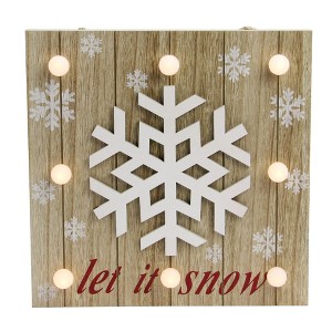 Northlight 10.25" Pre-Lit Red and White 'Let It Snow' Snowflake Wall Decor - 1 of 2
