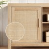 Boho Rattan TV Stand for 75 Inch TV, 66 Inch Oak Entertainment Center with Adjustable Shelves, Mid-Century Modern for Living Room - 3 of 4