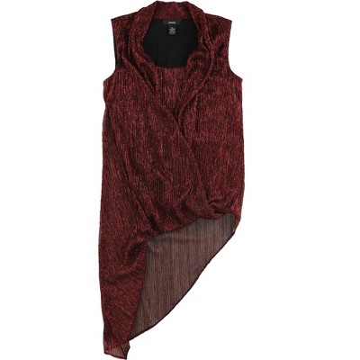 Alfani Womens Asymmetrical-Hem Wrap Blouse