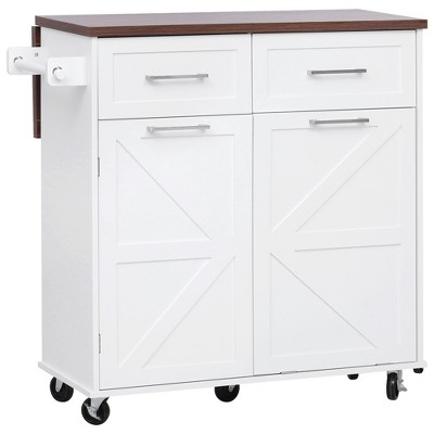 Vynxaria 47.2"Farmhouse Kitchen Island with Drop Leaf with Removable Side Racks,Drawers,Towel Rack - for Home Kitchen Dining Room,White