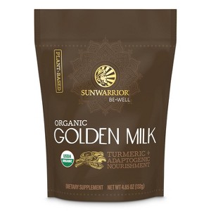 Organic Golden Milk Powder, Ashwaghanda & Turmeric Curcumin for Relaxation and Body Nourishment, Sunwarrior, 90g pouch (30 srv) - 1 of 4