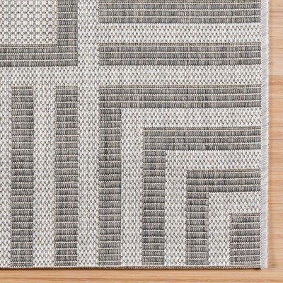 Gray Striped Flatweave Indoor Outdoor 6' x 9' Area Rug