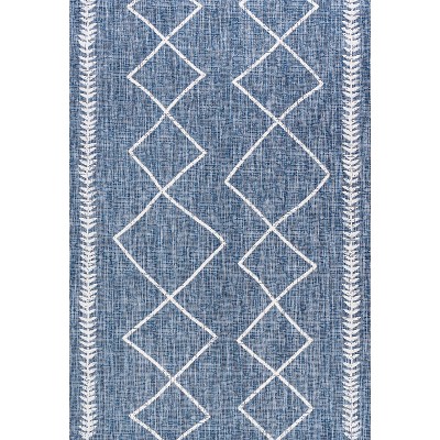 Handmade Blue/Ivory Synthetic Trellis 4' x 6' Rug
