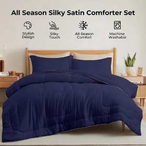 Peace Nest 3 Piece Silky Satin Comforter Set - 1 of 4