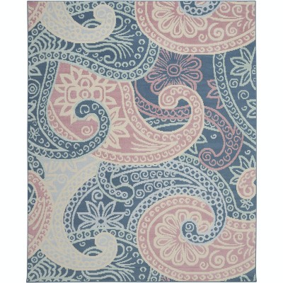 Image of Nourison Jubilant 7'10" x 9'10" (8' x 10') Blue Area Rug Retro Bohemian Paisley by Nourison