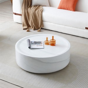 Fiberglass 31.49 Inch Round Coffee Table, Sturdy Fiberglass Table For Living Room No Assembly Required - 1 of 4