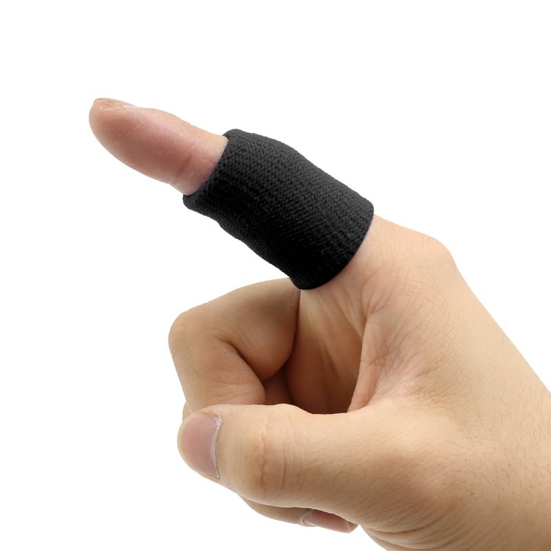 Unique Bargains 10pcs Black Cotton Stretch Sport Anti-dislocation Protect Finger Sleeve Support, 1 of 4