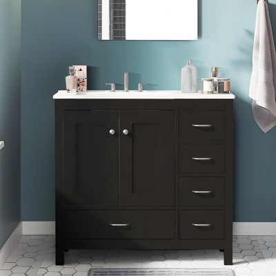 NicBex 36" Bathroom Storage Cabinet with Sink, Bathroom Vanity, 5 Spacious Drawers and 2 Cabinet Doors for Bathroom