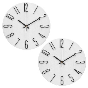 REGALWOVEN 2 Pcs Plastic Classic Battery Powered Silent Non-Ticking Wall Clock 12 x 12 Inches - 1 of 4