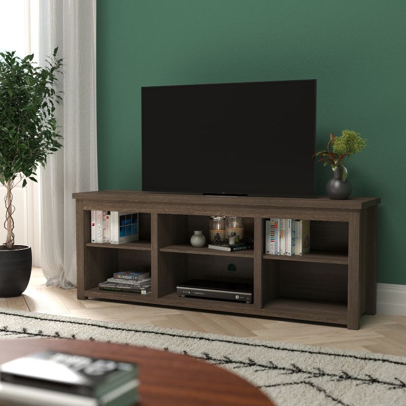 Emma and Oliver Cube Style TV Stand for up to 80" TV's - 65" Media Console with 6 Open Storage Shelves, 3 of 13