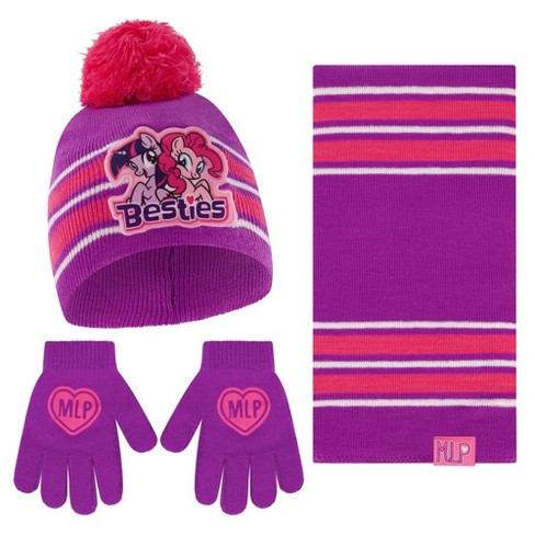 New My Little Pony Rainbow Dash Hat Beanie & Gloves Set For Girls