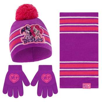 My Little Pony Girls Winter Hat, Kids Gloves, and Scarf Set, Kids Ages 4-7 (Purple)