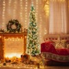 Tangkula 7FT Pre-lit Half-Shape Christmas Tree Artificial Xmas Tree w/ Pine Needles Seasonal Decor tree w/403 Branch Tips & 150 Warm White Lights - 2 of 4