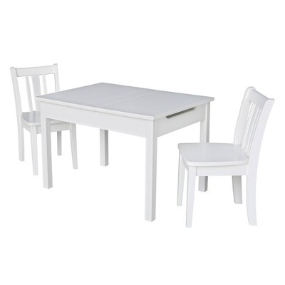 Kids' Storage Table with 2 San Remo Juvenile Chairs White - International Concepts
