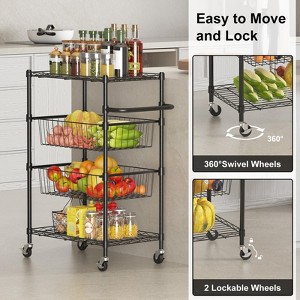 Rolling Carts Utility Cart, 4-Tier Heavy Duty 110LBS Metal Wire Shelving w/Brake Wheels & Handle, Kitchen Serving Trolley for Restaurant Storage - 1 of 4