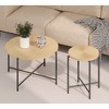 Radial Pattern 2-Piece Coffee and End Table Set ¨C MDF with PVC Cover, Distressed Cylindrical Design, Metal Legs - 2 of 4