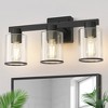 DORESshop 18 in. Industrial 3-Light Matte Black Farmhouse Bathroom Vanity Light with Clear Glass Shades - 3 of 4