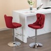Okak Swivel Velvet Barstools Counter Height Bar Stools Set of 2, 360°Swivel Barstools with Back Tufted & Matte Silver Frame - 3 of 4