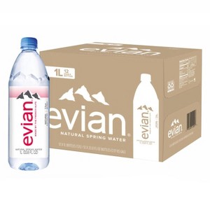 Evian Natural Spring Water, 1 L bottle, 12 pack - 1 of 4